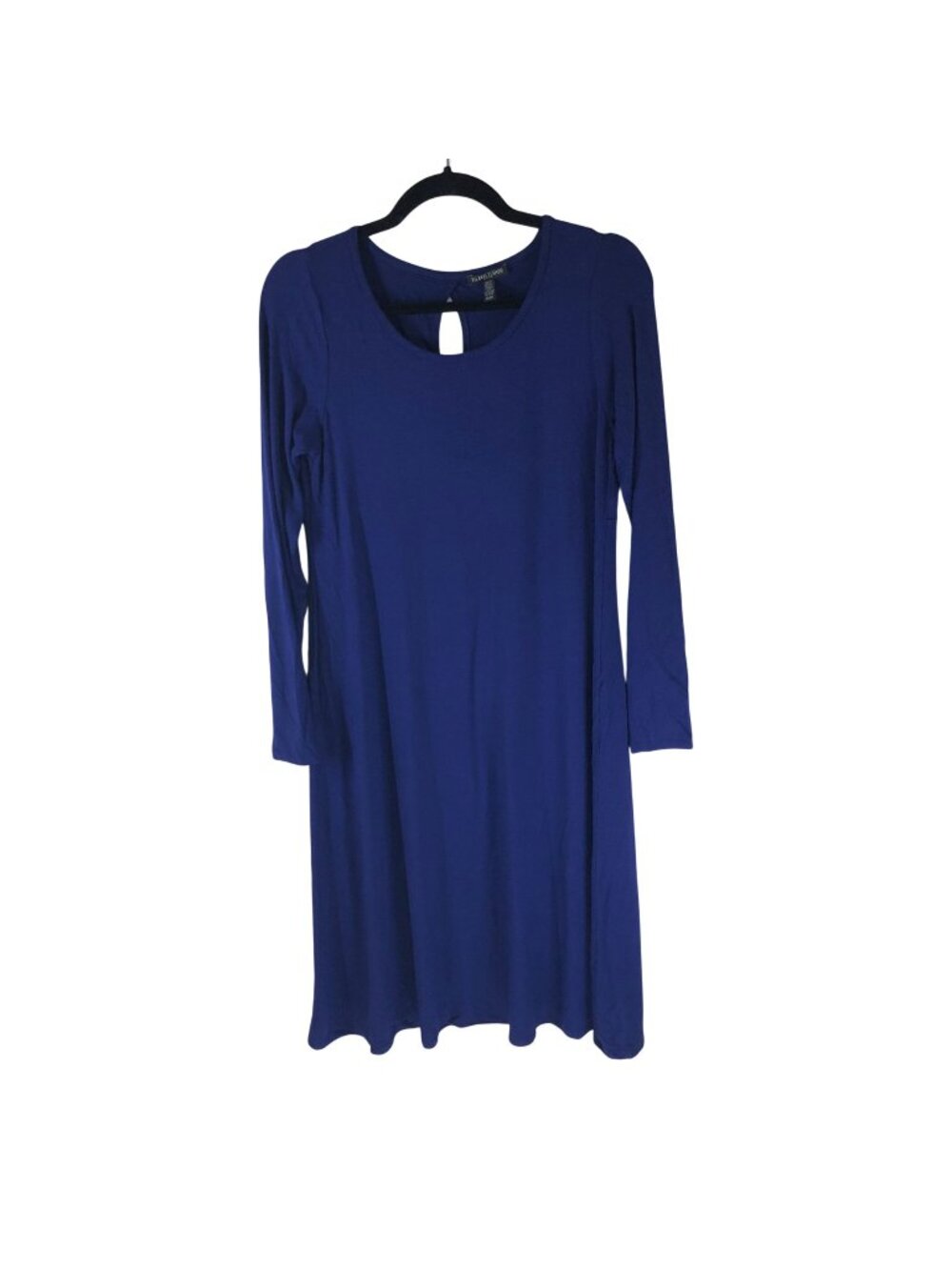Eileen Fisher Petite Blue Long Sleeve Dress Keyhole Back PS A Line Minimalist